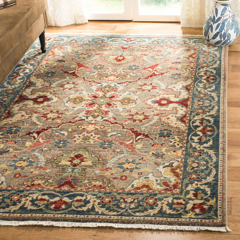 World Menagerie Bisen Oriental Taupe/Blue Area Rug & Reviews Wayfair